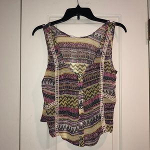 Sheer Lush Multicolor Button-Up Tank Top